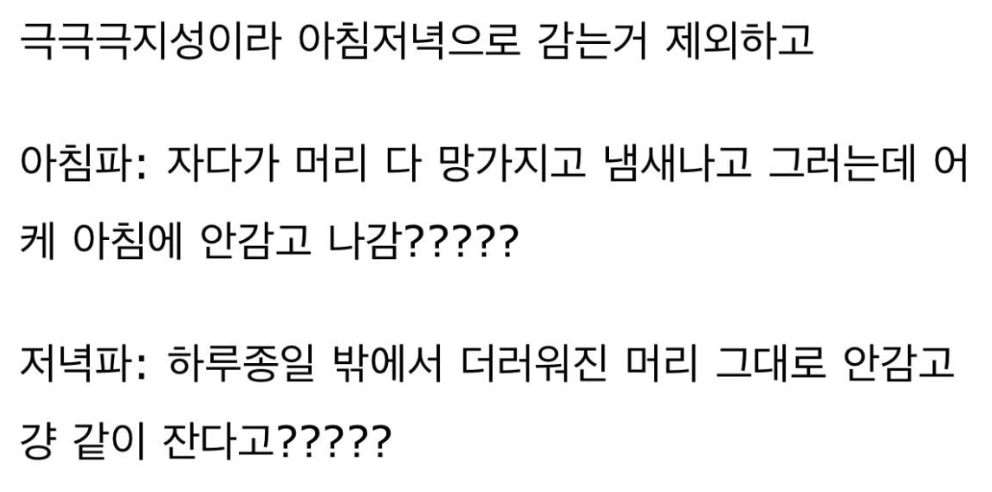 서로가 신기해한다는 머리 감는 시간 | 인스티즈