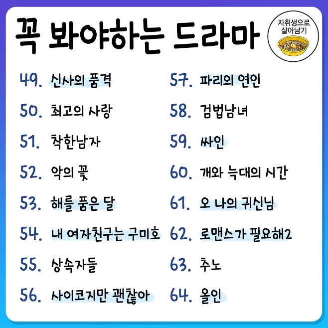 안 보면 후회하는 역대급 인생 한국드라마 128개 | 인스티즈