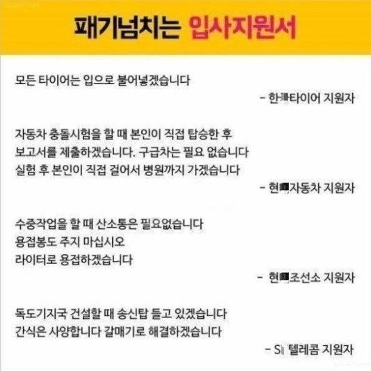 패기넘치는 입사지원서 | 인스티즈