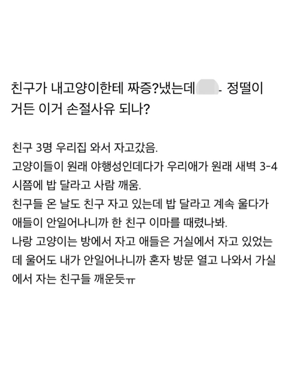 친구가 내 고양이한테 짜증냈는데 정떨이거든 | 인스티즈