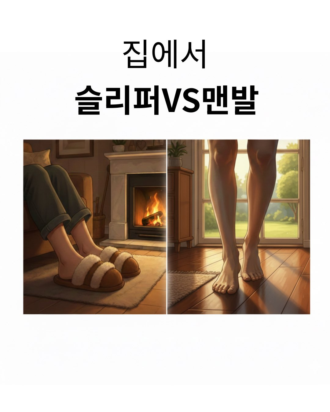 집에서 슬리퍼 VS 맨발 | 인스티즈