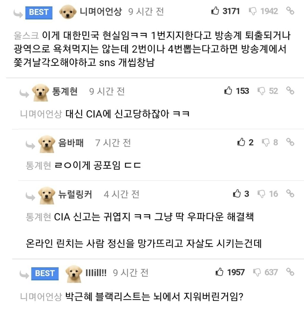 이게 대한민국 현실임ㅋㅋ 1번지지한다고 방송계 퇴출되거나 광역으로 욕먹지는 않는데 | 인스티즈