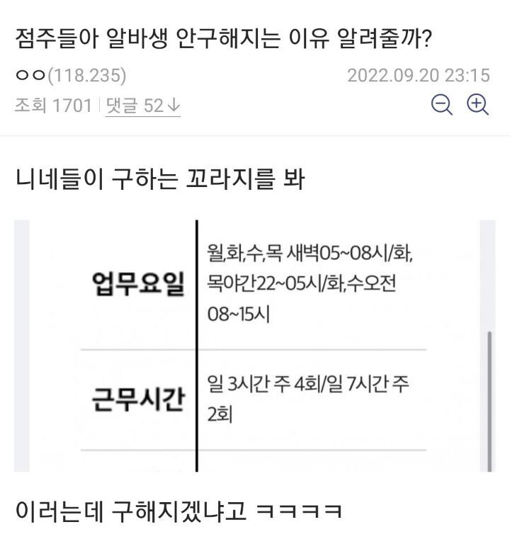 요즘 알바 안구해지는 이유 | 인스티즈