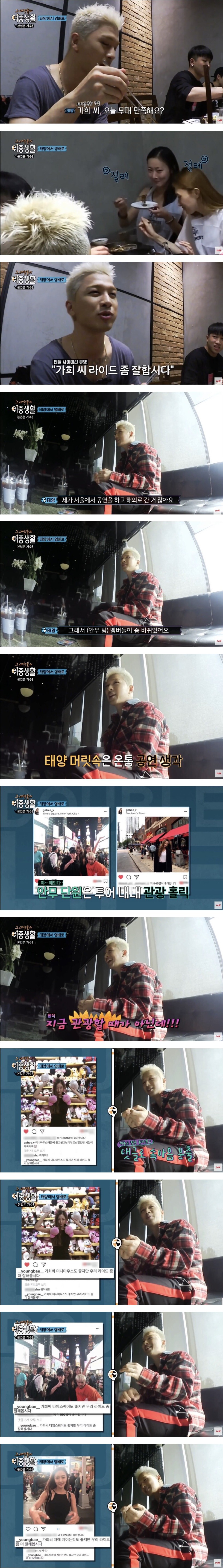 해외공연 와서 관광에 빠진 안무 단원들이 답답했던 태양 | 인스티즈