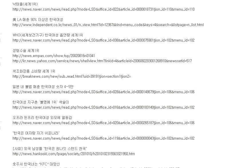 한국여자가 문란하다며 남초에 올라온 자료 | 인스티즈