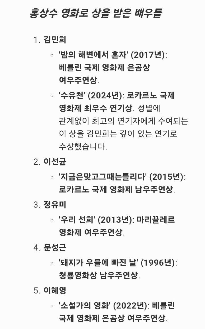 홍상수 영화에 불륜이 등장한 횟수는? 유럽에서 좋아하는 이유는? | 인스티즈