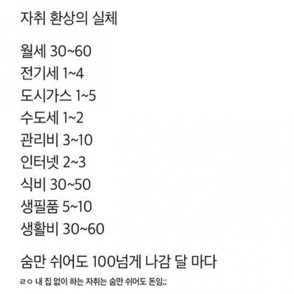 숨만 쉬어도 나가는 생활비.jpg | 인스티즈