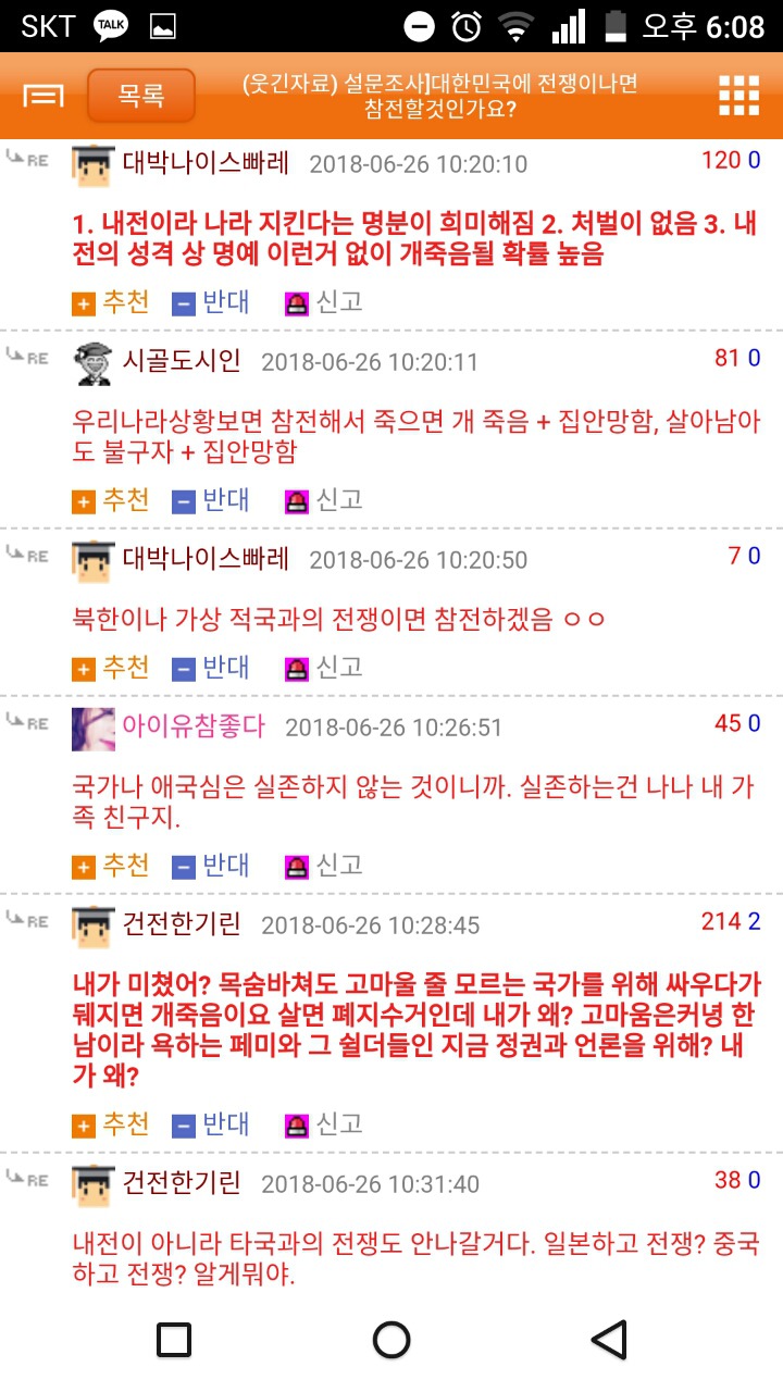 웃대 설문조사)전쟁이 일어나면 참전한다vs안한다 | 인스티즈