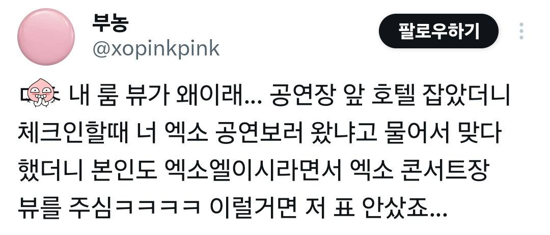 호텔에서 명당뷰 받았다는 엑소팬 | 인스티즈