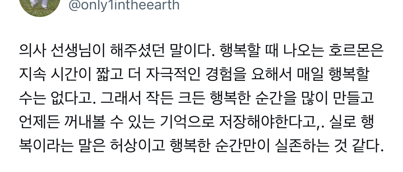 그냥 행복한 순간을 많이 경험하는 삶을 사는 거지.twt | 인스티즈