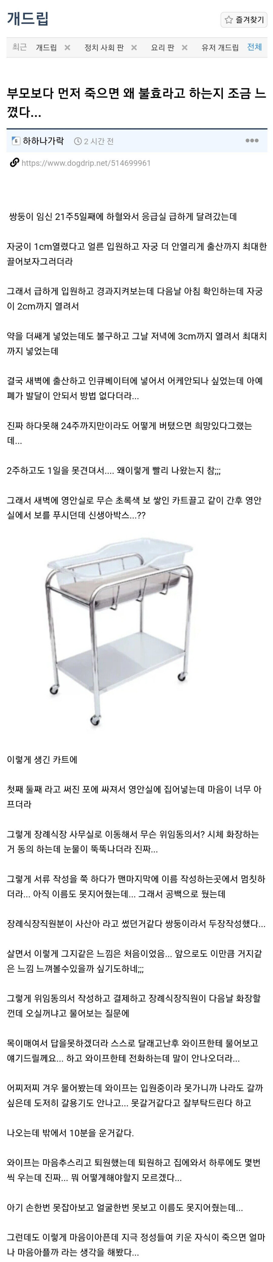 부모보다 먼저 죽으면 왜 불효라고 하는지 조금 느꼈다 | 인스티즈