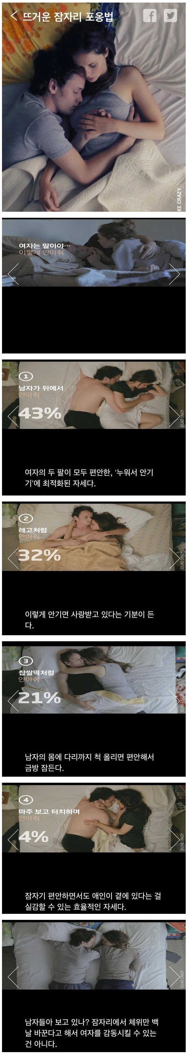 여자들이 좋아하는 침대 위 포옹법 | 인스티즈