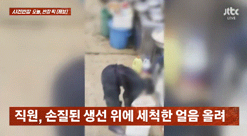 쓰레기통에 있던 얼음컵 씻어 생선위에 올린 광장시장 생선가게.gif | 인스티즈