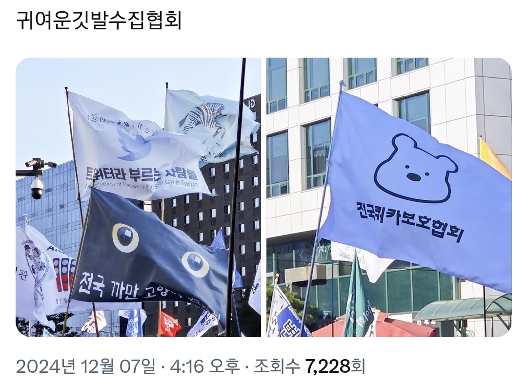 오늘 탄핵 시위에 있었던 신박하고 근본없는 깃발들 모음.twt | 인스티즈