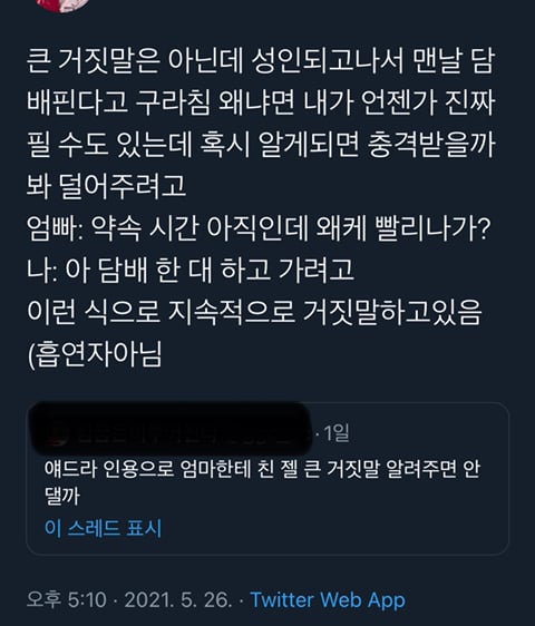 엄마한테 친 젤 큰 거짓말 말하기 ~^^ | 인스티즈