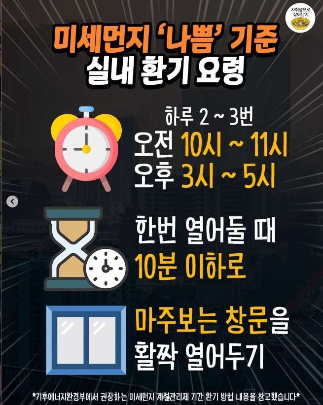 미세먼지 나쁠 때 실내 환기 요령 | 인스티즈