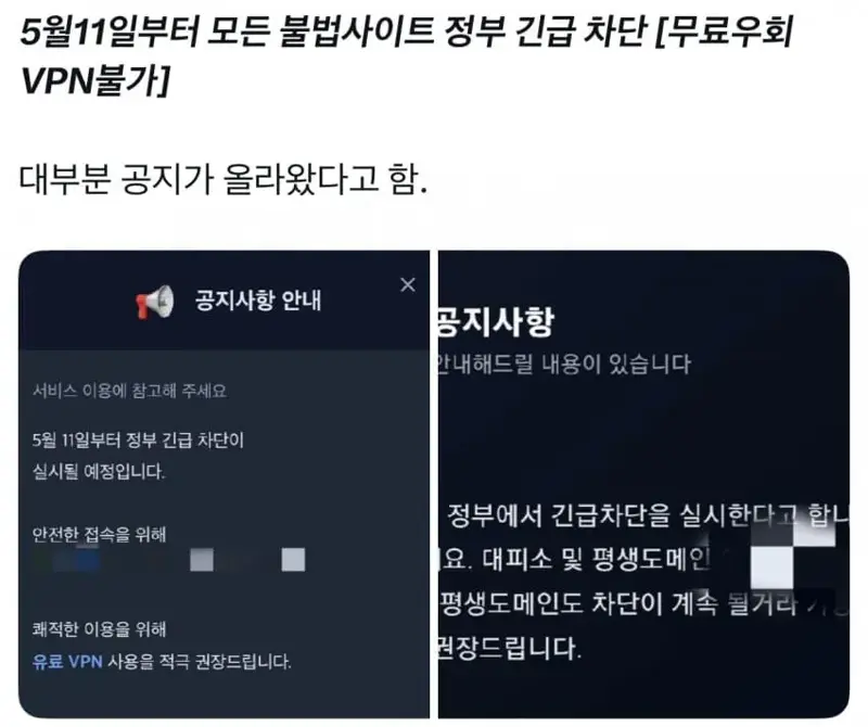 5월 11일부터 불법사이트 긴급 차단 시행 | 인스티즈