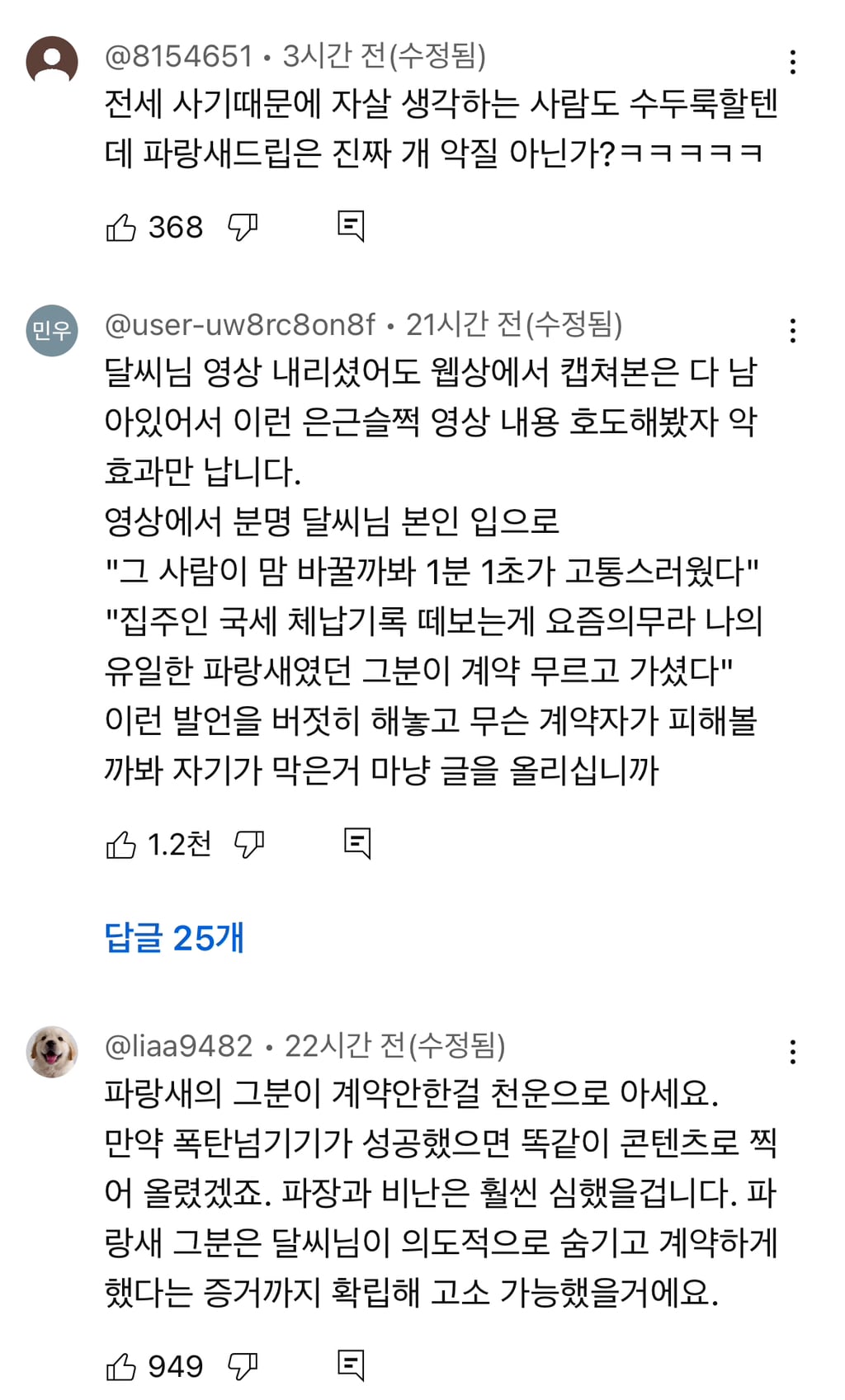 유튜브에서 6천플 찍은 달씨 해명문 (전세사기 폭탄돌리기 논란) | 인스티즈