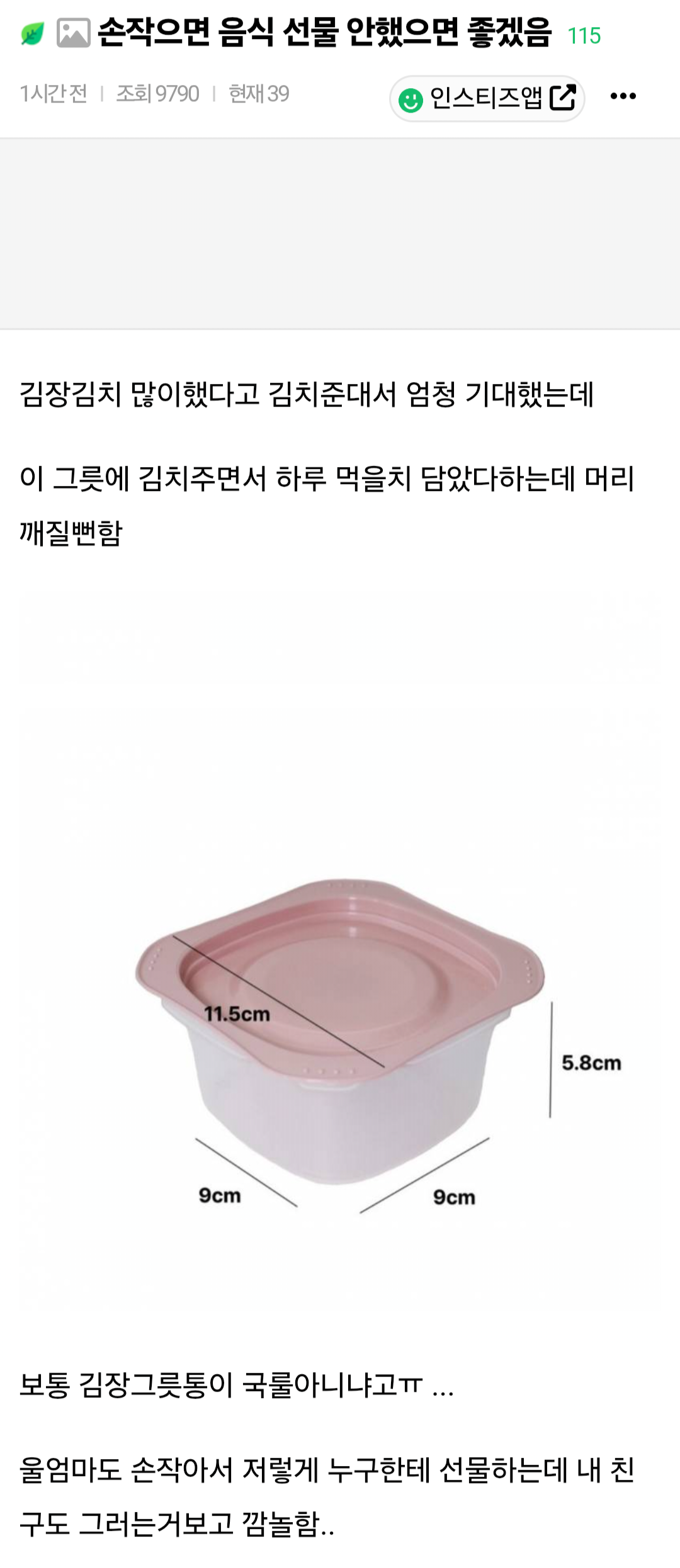 손 작으면 음식 선물 안했으면 좋겠음 | 인스티즈