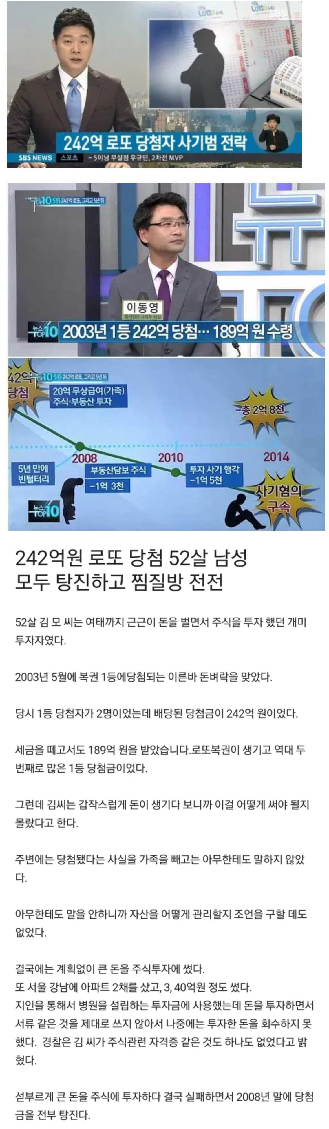 242억 로또 당첨되고도 가난을 못 벗어난 당첨자 | 인스티즈