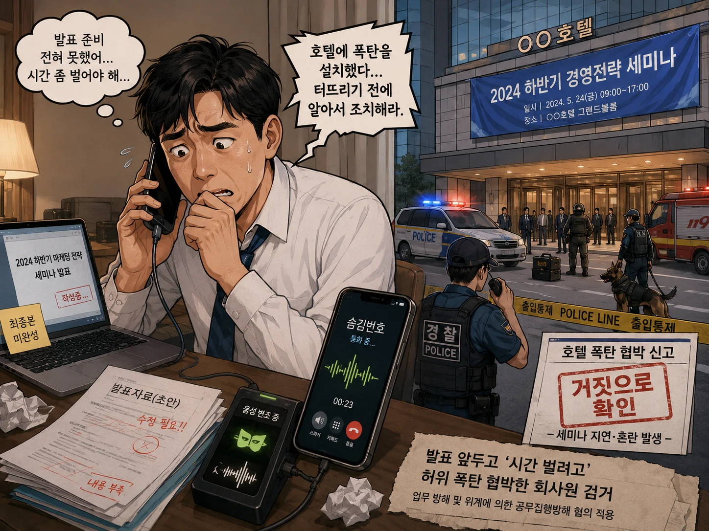 세미나 미루려고 "호텔에 폭발물" 거짓 신고…회사원 실형 | 인스티즈