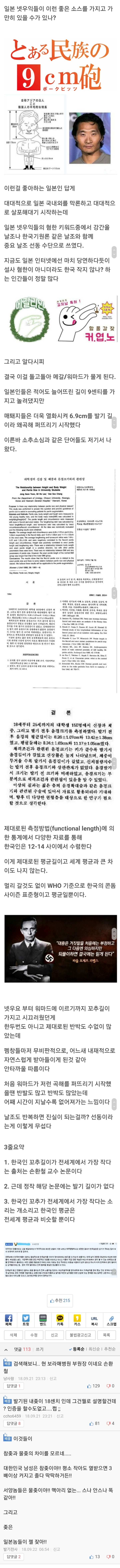 한국 남성 ㄲㅊ길이는 정말 세계 최하위가 맞을까? | 인스티즈