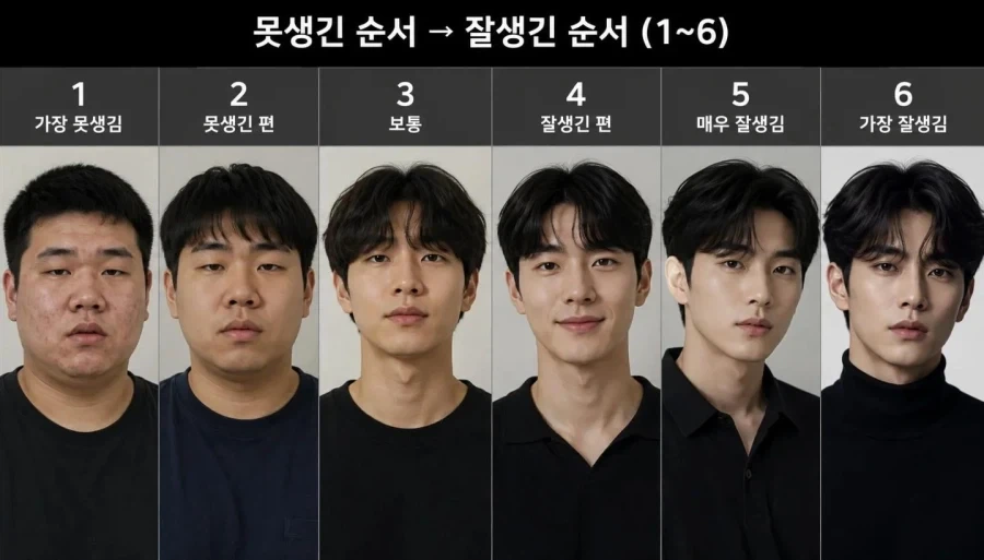 못생김-잘생김/예쁨 6단계 | 인스티즈