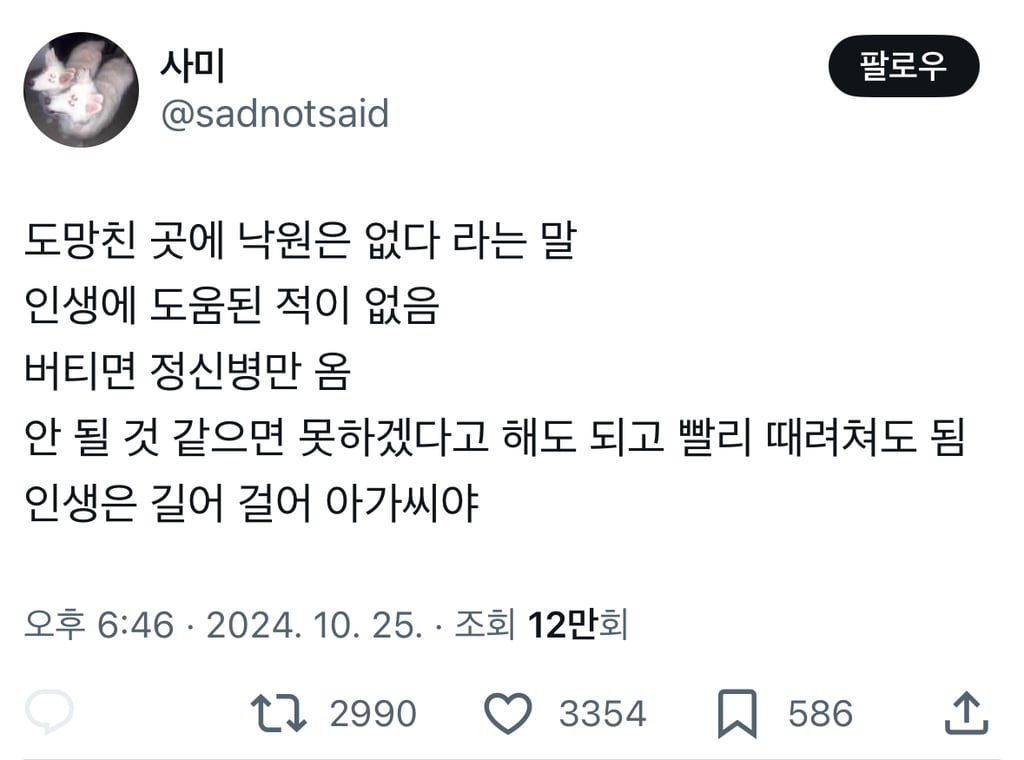 도망친 곳에 낙원은 없다 라는 말 인생에 도움된 적이 없음 | 인스티즈