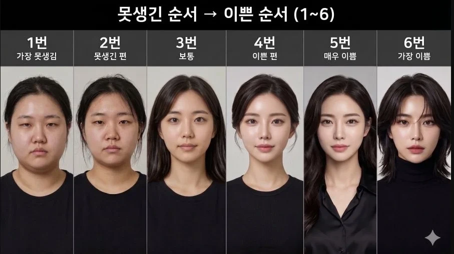 못생김-잘생김/예쁨 6단계 | 인스티즈