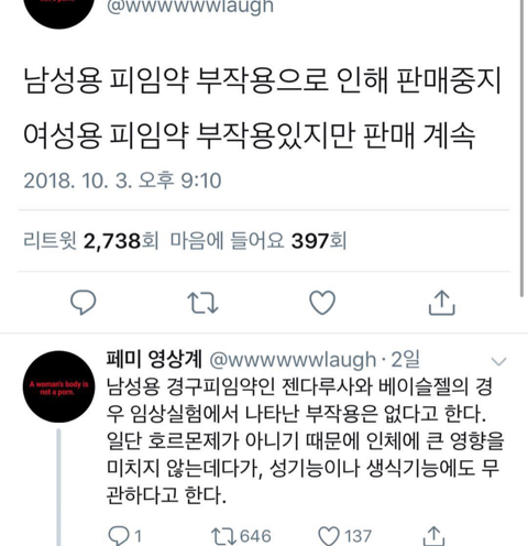 남성용 피임약 부작용 vs 여성용 피임약 부작용 | 인스티즈