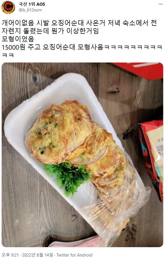 15000원 주고 오징어순대 모형을 사온 사람 | 인스티즈