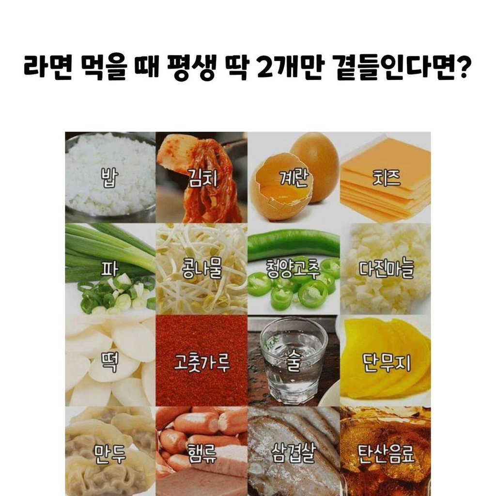라면 먹을때 평생 딱 두가지만 곁들일수 있다면 | 인스티즈