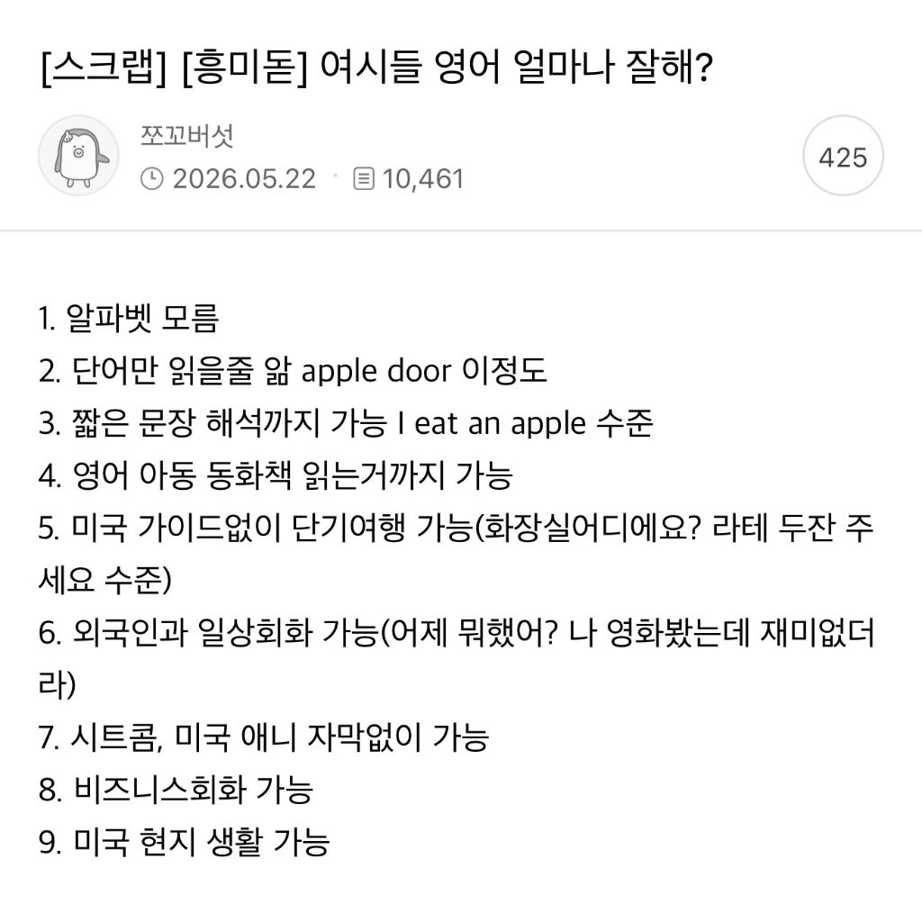 다들 영어 얼마나 잘해? | 인스티즈