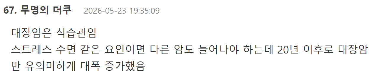 40대 이하 젊은 대장암 발병률 세계 1위인 한국.jpg | 인스티즈