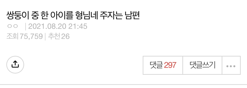 쌍둥이 중 한 아이를 형님네 주자는 남편 | 인스티즈