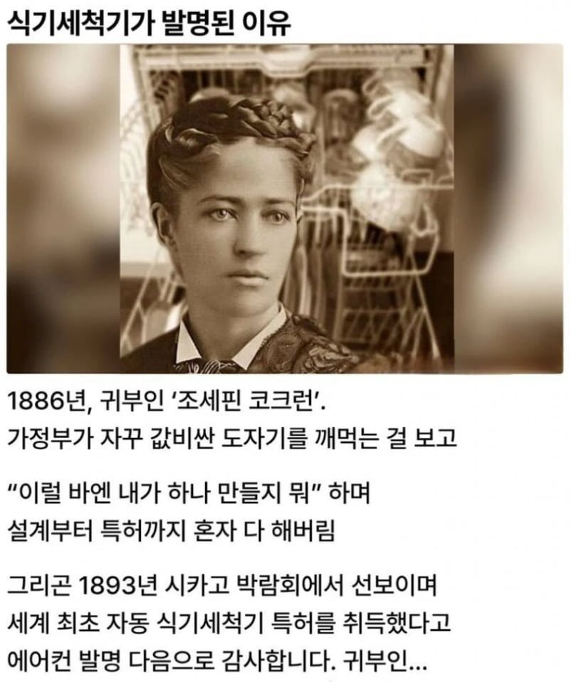 식기세척기가 발명된 이유.jpg | 인스티즈