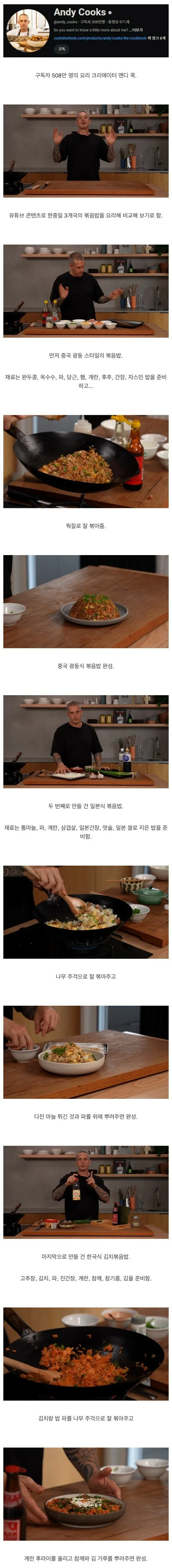 500만 유투버의 한.중.일 볶음밥 비교 | 인스티즈