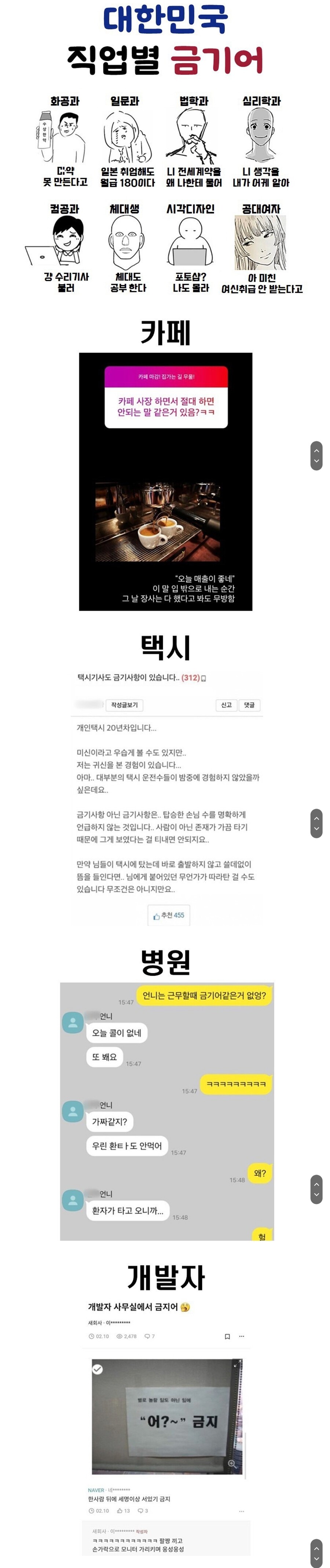 직업별 금기어 | 인스티즈