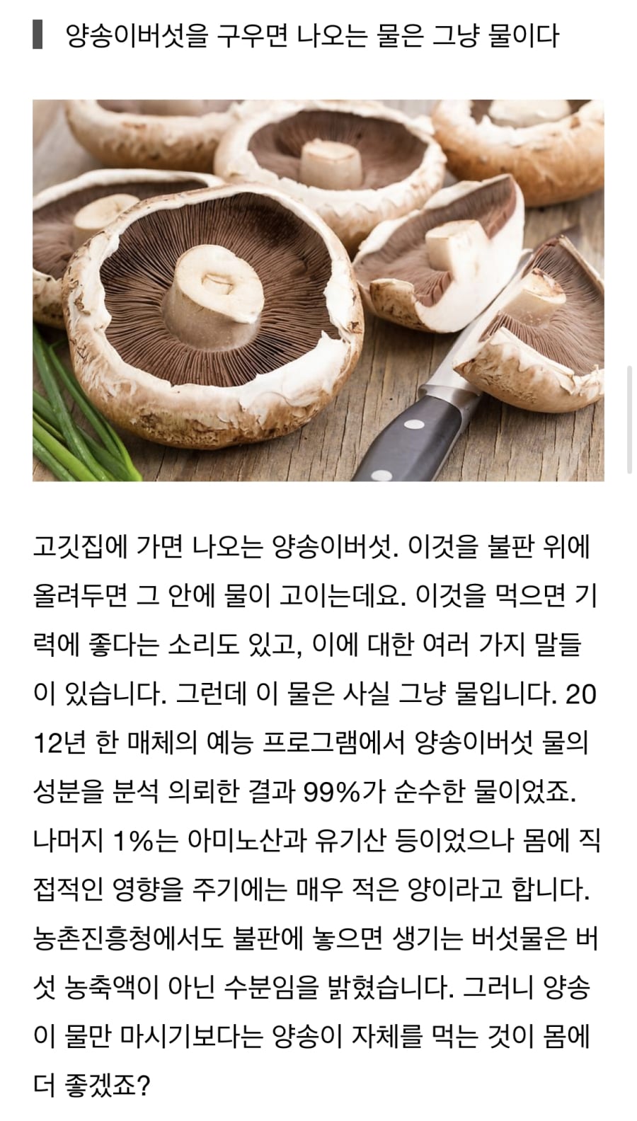 귀하디 귀한 보약이라는 버섯 물의 정체 | 인스티즈