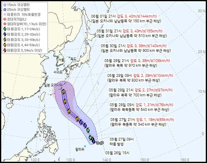 2026 제6호 태풍 장미 예상경로.jpg | 인스티즈