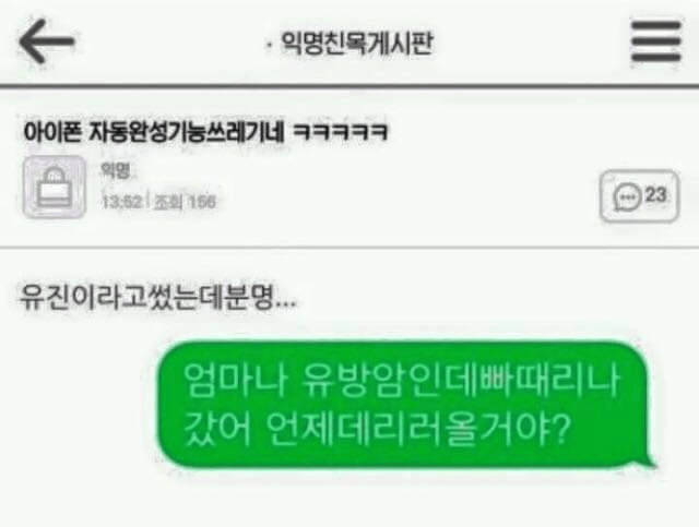 아이폰 자동완성기능 대참사 | 인스티즈