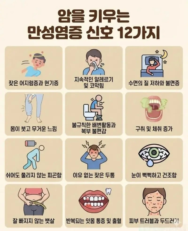 암을 키우는 만성염증 12가지 신호 | 인스티즈