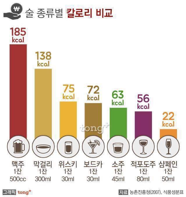 술 종류별 칼로리 | 인스티즈