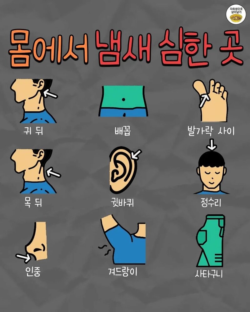 몸에서 냄새 심한 곳 9군데 | 인스티즈