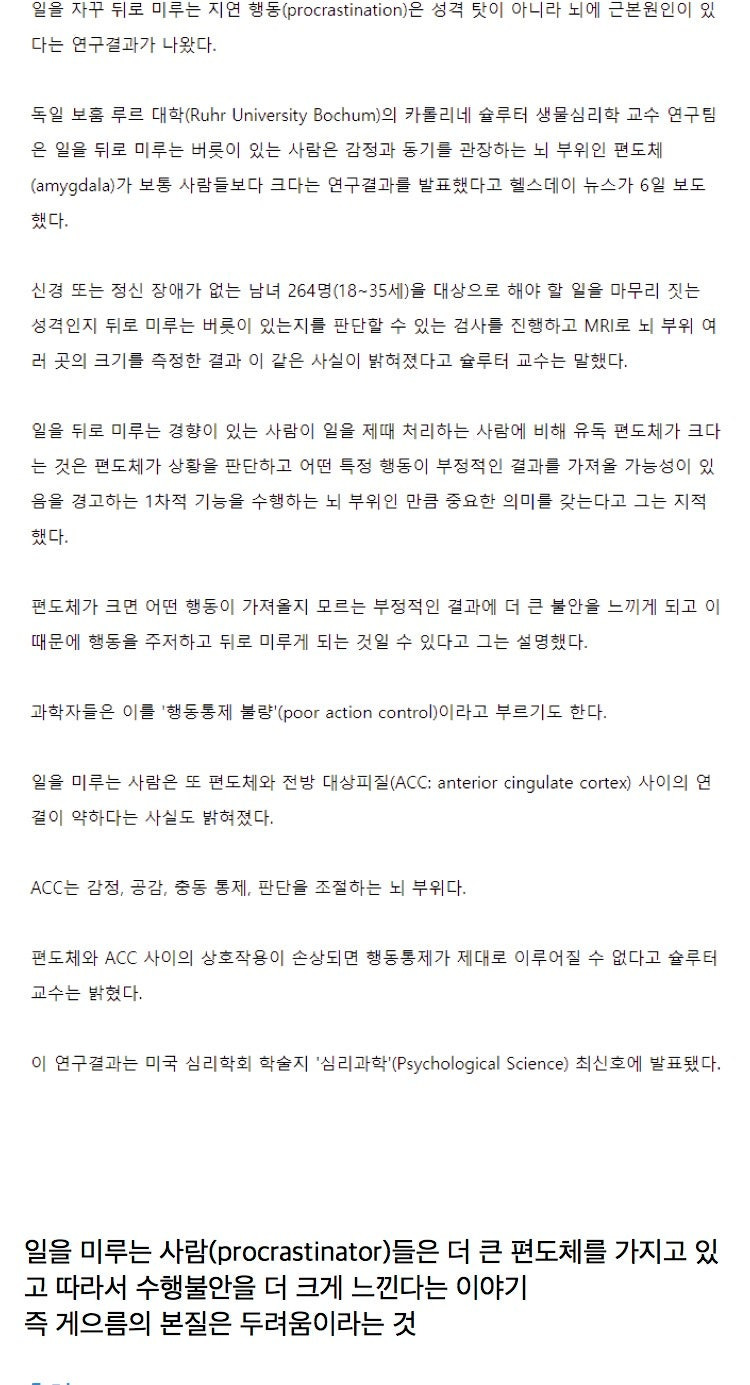 일 자꾸 미루는 사람, 두려움이 큰 사람이다 | 인스티즈