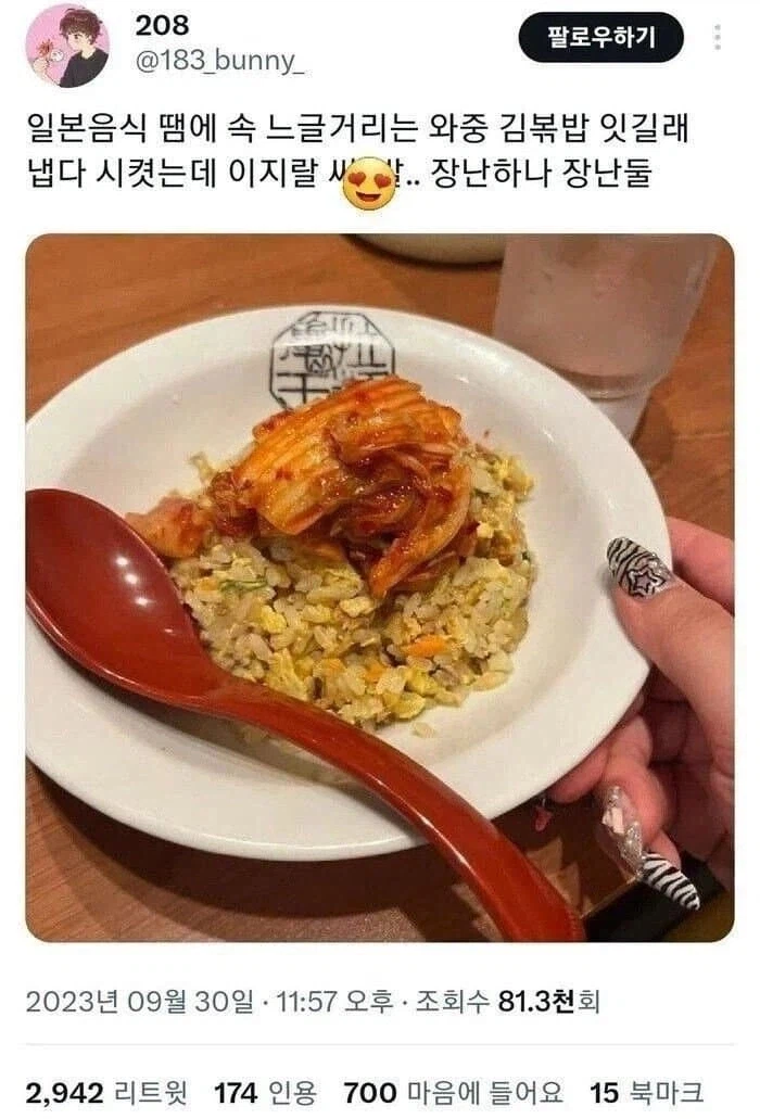 일본에서 시킨 김치 볶음밥 | 인스티즈