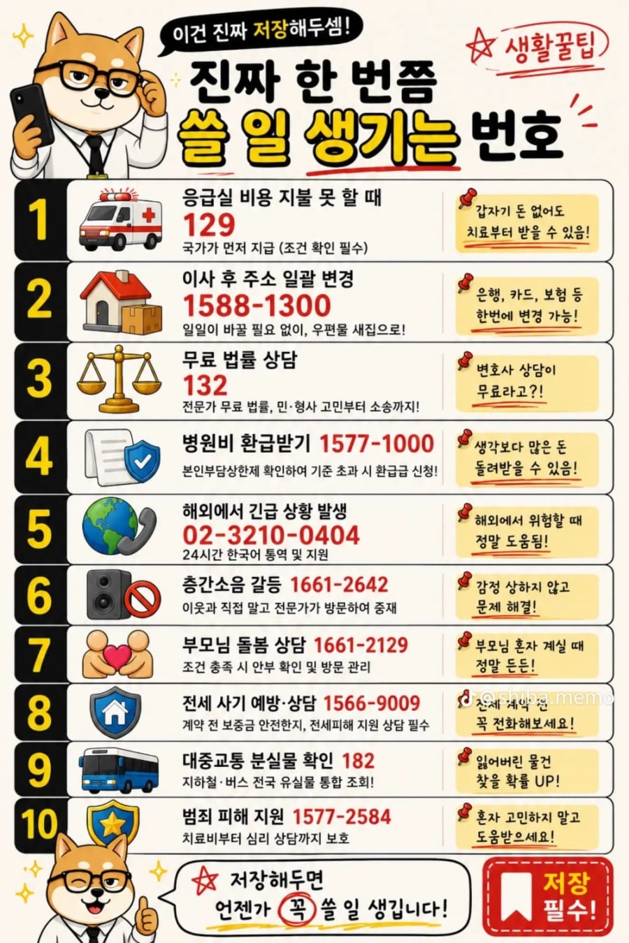 언젠가 한 번 쯤은 쓸 일이 생길 것 같은 번호 | 인스티즈