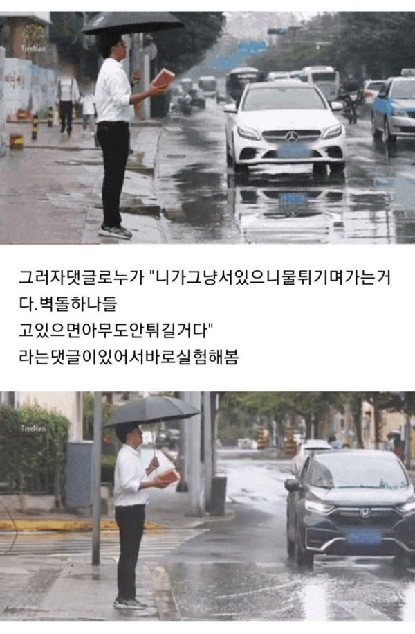 비오는 날 물웅덩이 사회실험 | 인스티즈