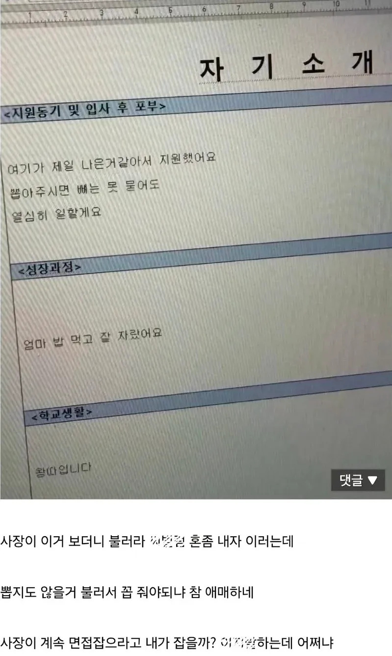 입사 지원서 보고 화난 사장님 | 인스티즈