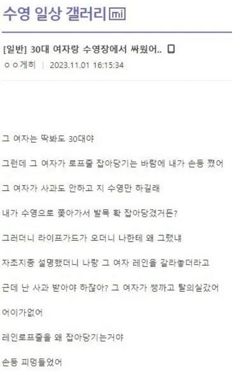 30대 여자랑 수영장에서 싸웠어 | 인스티즈